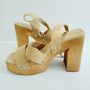 NEW Sam Edelman Rosalind Leather Strappy Platform Heels Tan